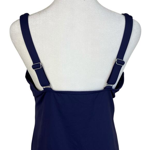 Lands’ End Women's sz 14 Mastectomy Square Neck Tankini Swimsuit Top Deep Navy - Picture 7 of 16